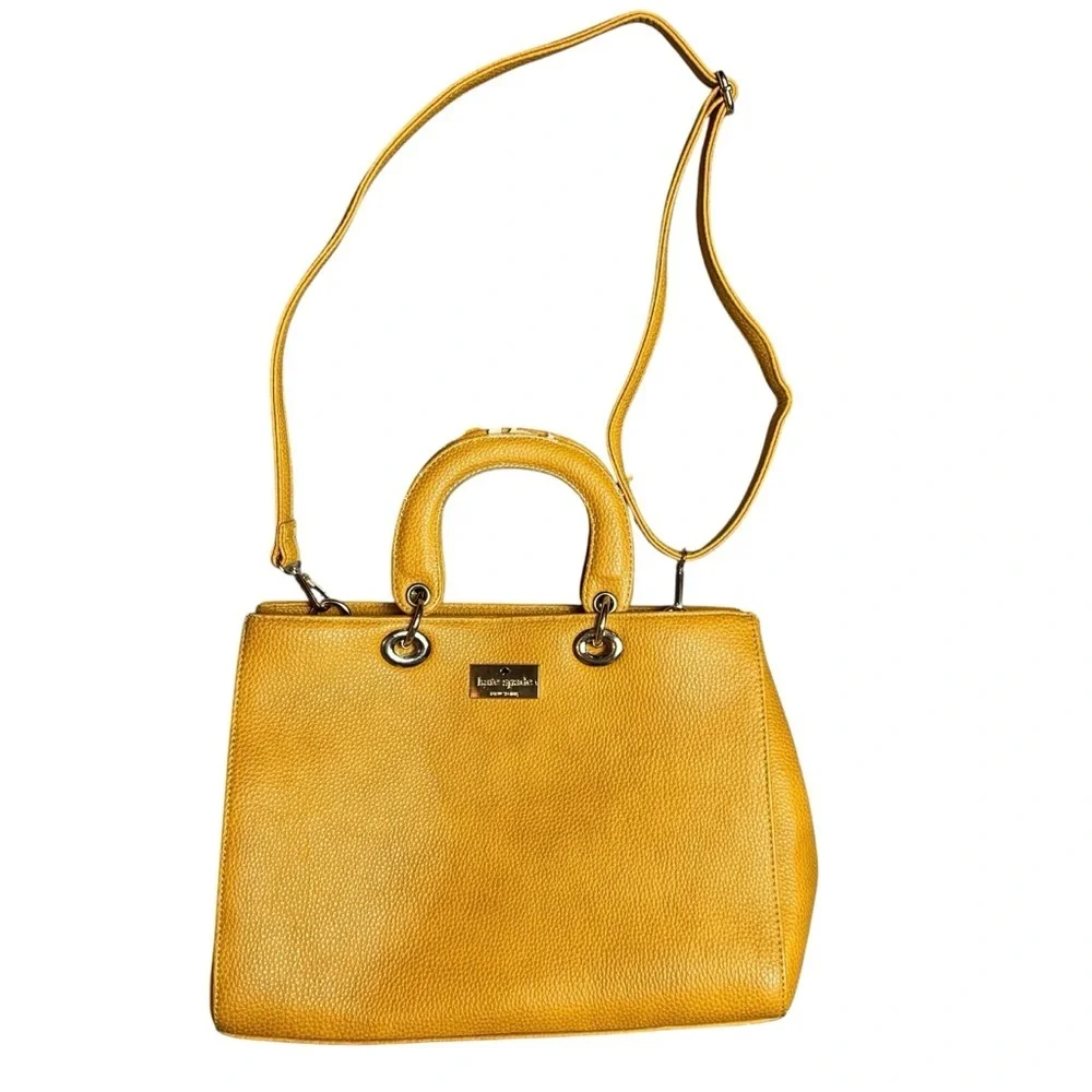 Kate Spade Pebble Leather Handbag Crossbody In Mustard Yellow
